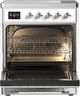Ilve® Majestic III 30" White Pro Style Induction Range with Triple Glass Door and Chrome Trim-1