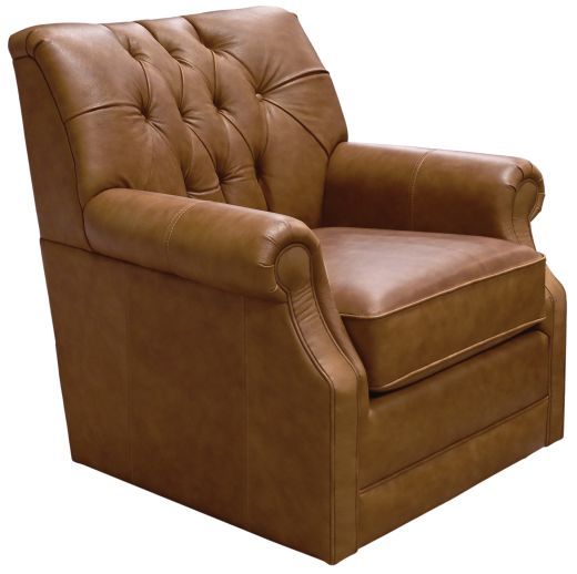 England Furniture Customizable Perry Leather Swivel Chair-0