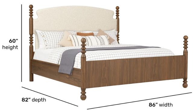 Flexsteel® Azalea Oatmeal/Walnut King Upholstered Panel Bed-2