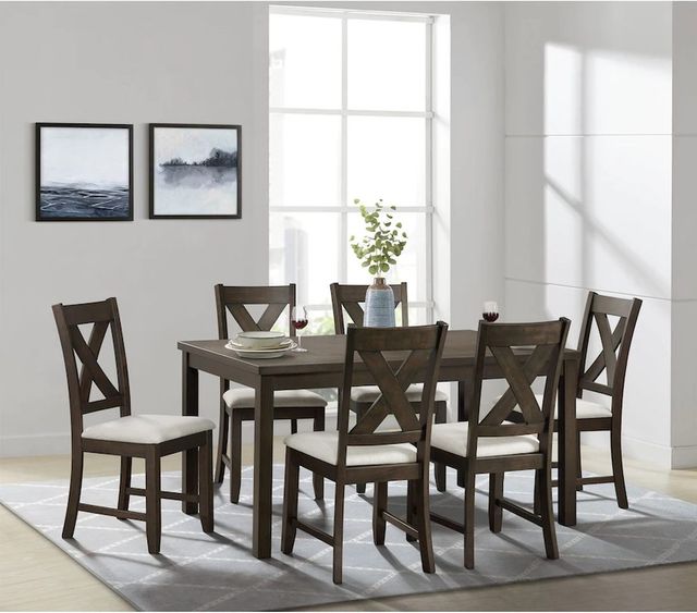 Elements International Alvin 7-Piece Espresso Dining Table Set ...