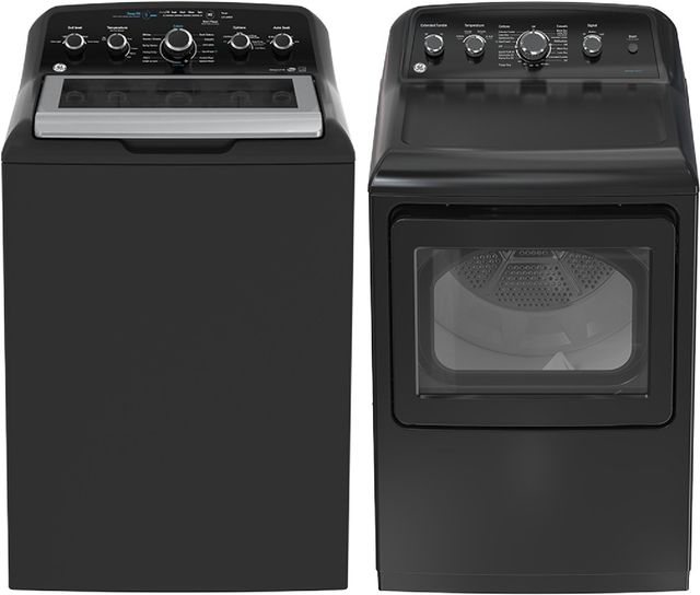 GE® Diamond Gray Top Load Washer & Electric Dryer Laundry Pair-0