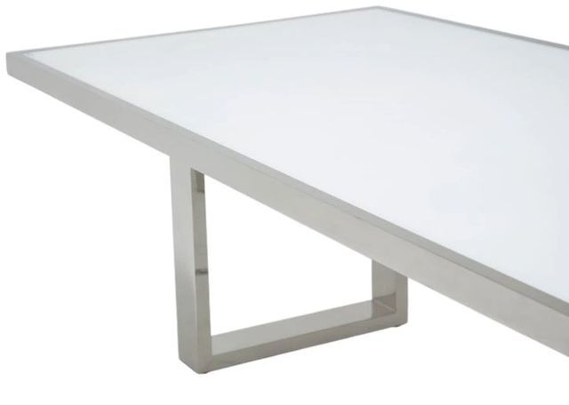 Michael Amini® State St. Glossy White Dining Table with Stainless Steel Base-3