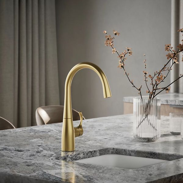 KOHLER® Simplice® Vibrant Brushed Moderne Brass Single-Handle Bar Sink Faucet-1