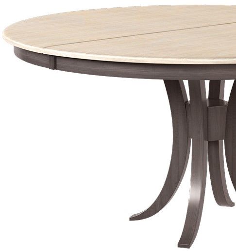 Country View Woodworking Customizable Yuma 38" Elm Top Dining Table with 2-Leaves and Brown Maple Base-1