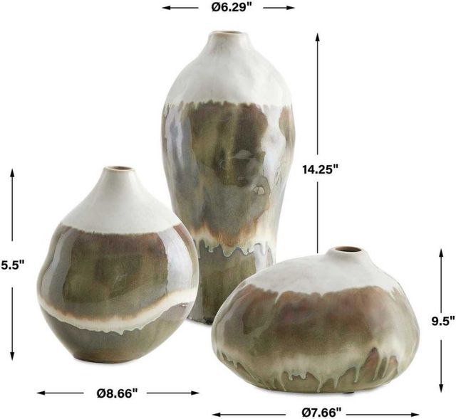 Uttermost® Earthflow 3-Piece Brown/Ivory Indoor-Outdoor Vase Set-2