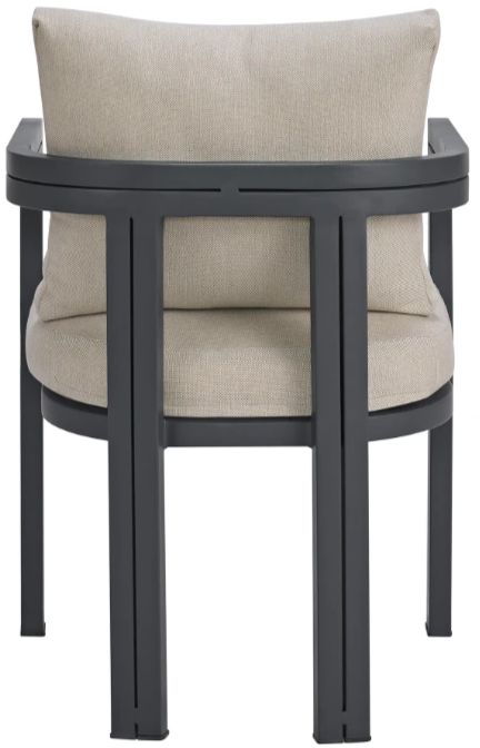 Elements International Playa Dark Gray/Olefin Beige Fabric/Metal Outdoor Dining Chair-3