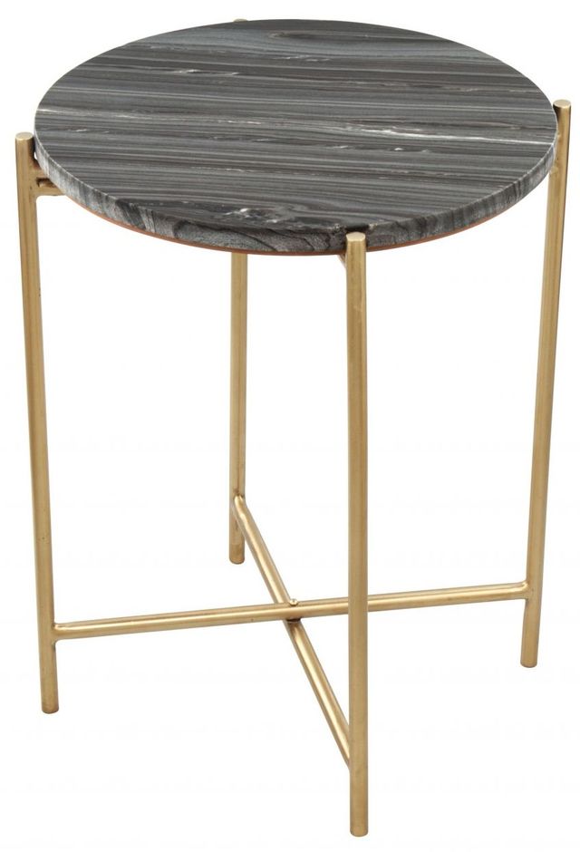 Zuo® Modern David Gray Side Table with Gold Steel Base-3