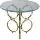 A & B Home Clear Glass Side Table with Gold Ring Legs -0