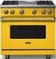 Viking® 5 Series 36" Daffodil Pro Style Gas (NG) Range with Brushed Brass Trim-0