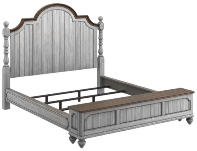 Flexsteel® Plymouth® Distressed Graywash King Storage Bed-1