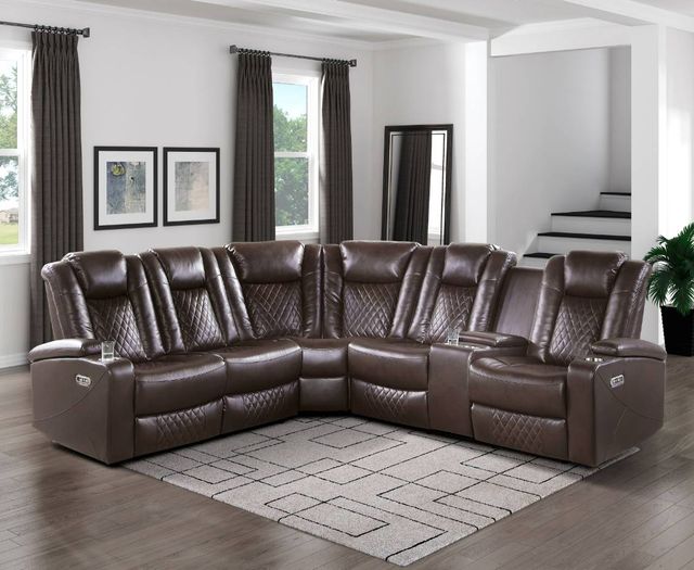 Homelegance® Caelan Dark Brown 3-Piece Sectional Sofa Set-1