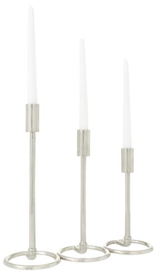 Deco Marche 3-Piece Silver Candle Holder Set-0