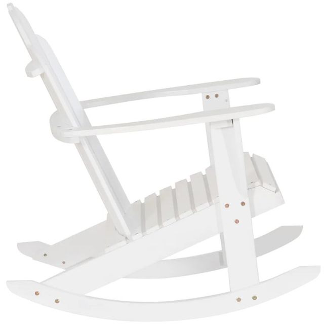 Linon Adirondack White Wooden Outdoor Rocking Chair-2