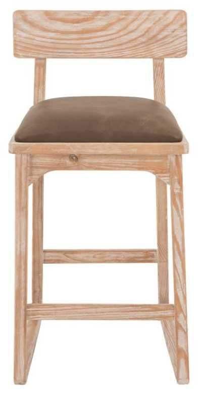 International Furniture Direct Balam Gunmetal/Stained White Upholstered Barstool-2