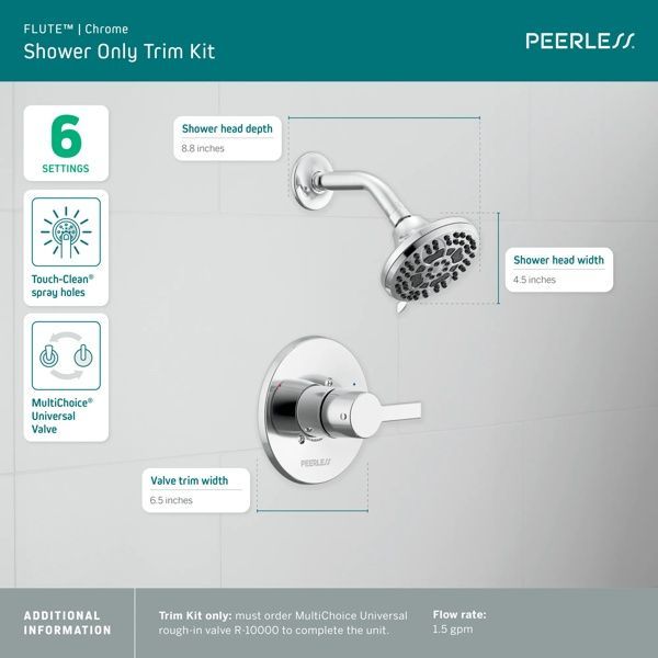 Peerless Flute™ Chrome Shower Trim Kit-1