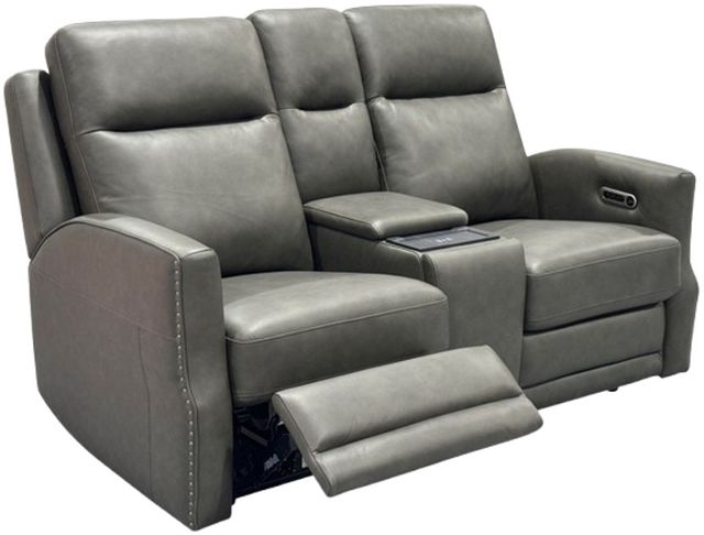 Flexsteel® Maxwell Cinder Leather Power Reclining Loveseat with Console-1
