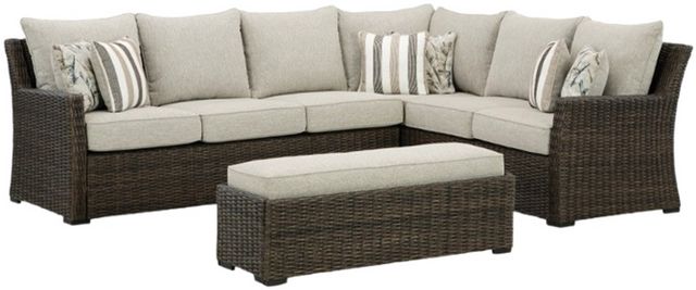 Brook Ranch 2 Piece Outdoor Sectional with Bench - Brown Brook Ranch 2 Piece Outdoor Sectional with Bench - Brown