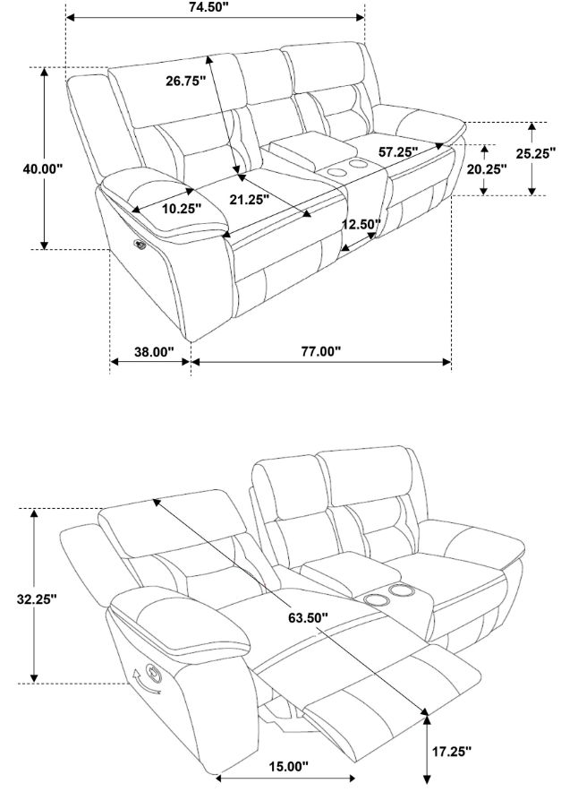 Coaster® Greer 2-Piece Dark Brown Manual Upholstered Reclining Sofa Set-3