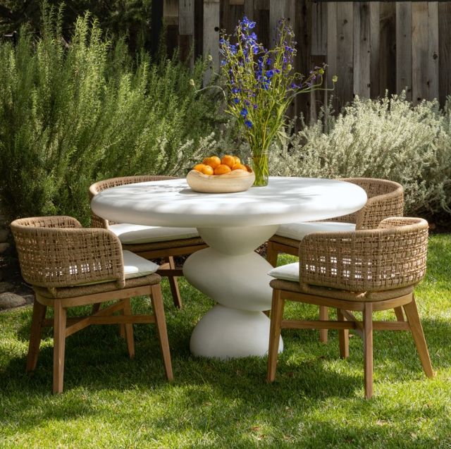 Dovetail Furniture Keith Ivory/Natural Rope/Teak Outdoor Dining Chair-1
