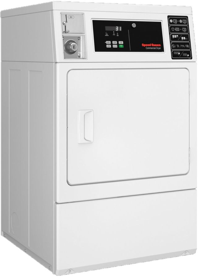 Speed Queen® Commercial 7.0 Cu. Ft. White Coin Drop Front Load Electric Dryer-1