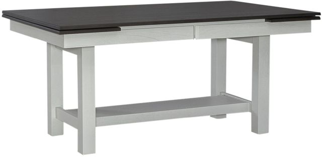 Liberty Furniture Brook Bay 5-Piece Carbon Gray/Textured White Trestle Table Set-1