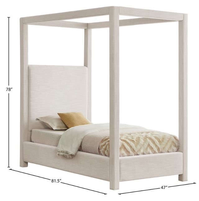 Meridian Furniture Emerson Cream Twin Upholstered Canopy Bed-2