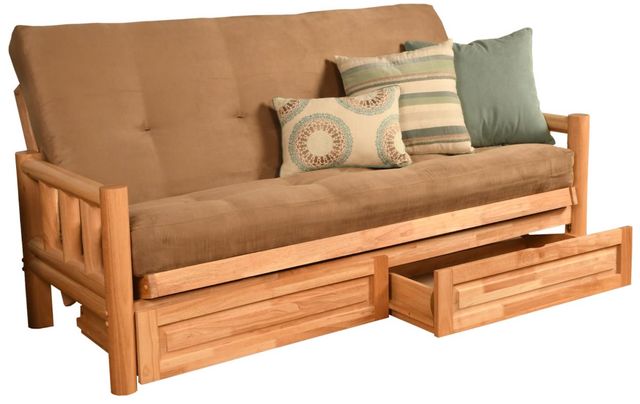 Kodiak Furniture Lodge Suede Peat/Natural Full Storage Futon with Mattress-0