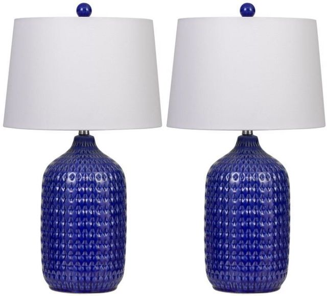 Cal® Lighting & Accessories Set of 2 Adelaide Navy Blue/White Table Lamp Set-0
