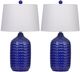 Cal® Lighting & Accessories Set of 2 Adelaide Navy Blue/White Table Lamp Set-0