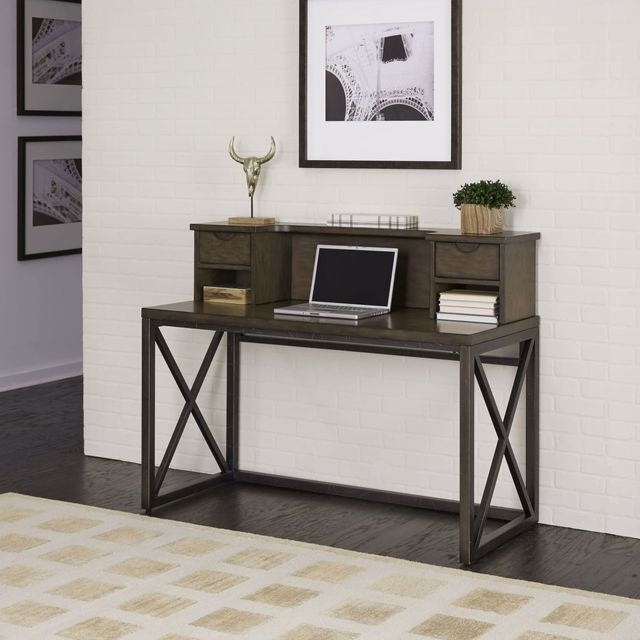 homestyles® Xcel Brown Desk with Hutch and File Cabinet-2