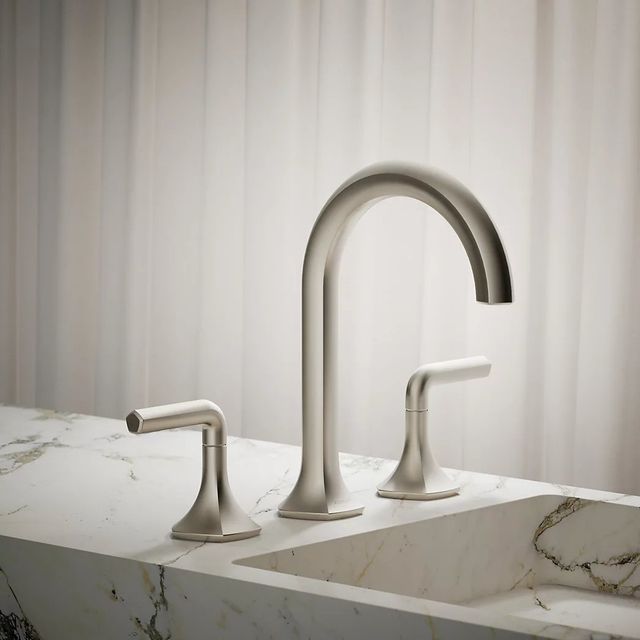 KOHLER® Occasion® Vibrant Brushed Nickel Lever Bathroom Sink Faucet Handles-3