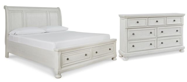 Signature Design by Ashley® Robbinsdale 2-Piece Antique White Queen Sleigh Bed Set-0