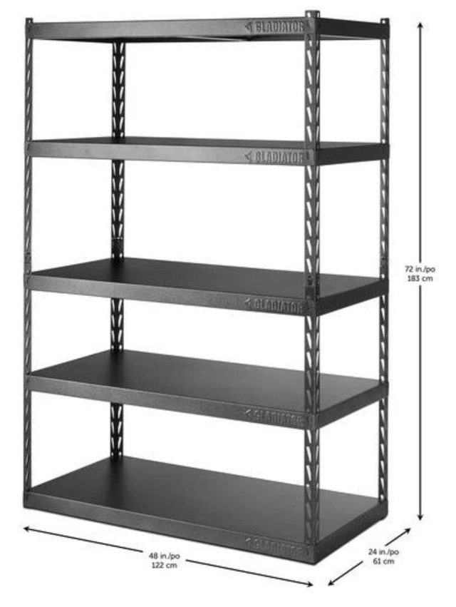 Gladiator® Hammered Granite 48" Wide EZ Connect Rack with Five 24" Deep Shelves-3
