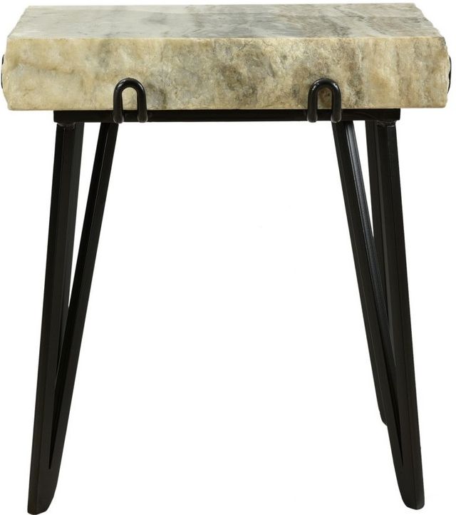 Moe's Home Collection Alpert Light Brown Marble Square Accent Table with Black Iron Legs-1
