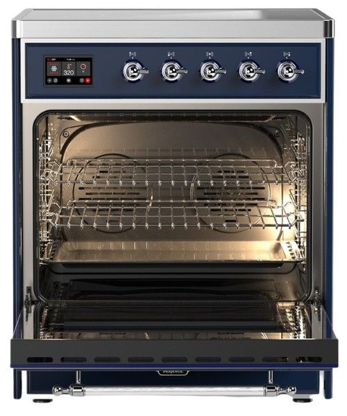 Ilve® Majestic III 30" Midnight Blue Pro Style Induction Range with Solid Door and Chrome Trim-1