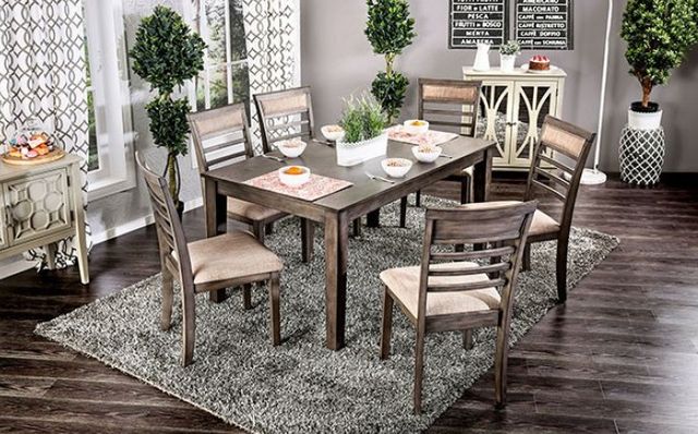 Furniture of America® Taylah 7-Piece Beige/Weathered Gray Dining Set-0