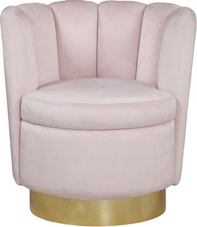 Meridian Furniture Lily Pink Velvet Swivel Chair-2