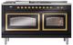 Ilve® Nostalgie II Noblesse 60'' Glossy Black Pro Style Dual Fuel Range with Brass Trim-1