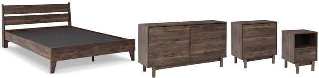 Signature Design by Ashley® Calverson 4-Piece Mocha Full Panel Platform Bed Set-0