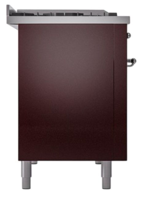 Ilve® Nostalgie II Noblesse 48'' Burgundy Pro Style Dual Fuel Range with Chrome Trim-2