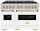 ZLINE Classic Autograph Edition 48" Satin Stainless Steel Pro Style Gas Range with White Matte Door and Champagne Bronze Accents-0