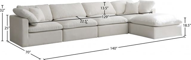 Meridian Furniture Plush 5-Piece Cream 140" Modular Sectional-3