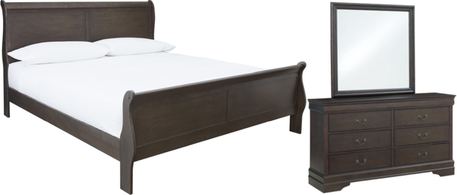 Signature Design by Ashley® Leewarden 3-Piece Dark Brown California King Sleigh Bed Set-0