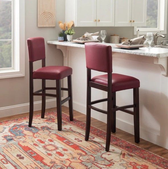 Linon Monaco Red Bar Stool-1