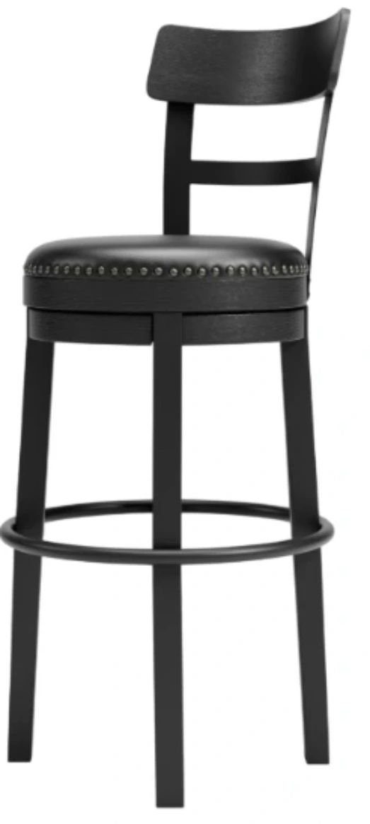 Signature Design by Ashley® Valebeck Black Tall Upholstered Swivel Bar Stool-2