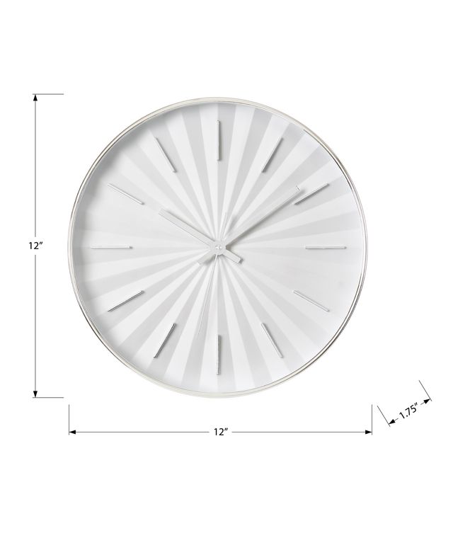 Monarch Specialties Inc. White 12" Wall Clock with Silver Time Markers-2