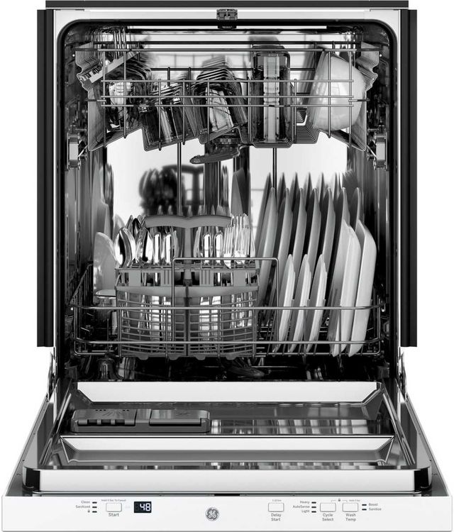 GE® 24" White on White Built-In Dishwasher-3