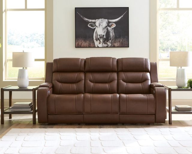 Signature Design by Ashley® Knightington Brown Power Reclining Sofa with Audio Seating-4