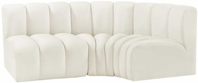 Meridian Furniture Arc 3-Piece Cream Upholstered Sectional-1
