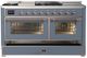 Ilve® Majestic III 60" Blue Gray Pro Style Dual Fuel Natural Gas Range with French Top and Copper Trim-2